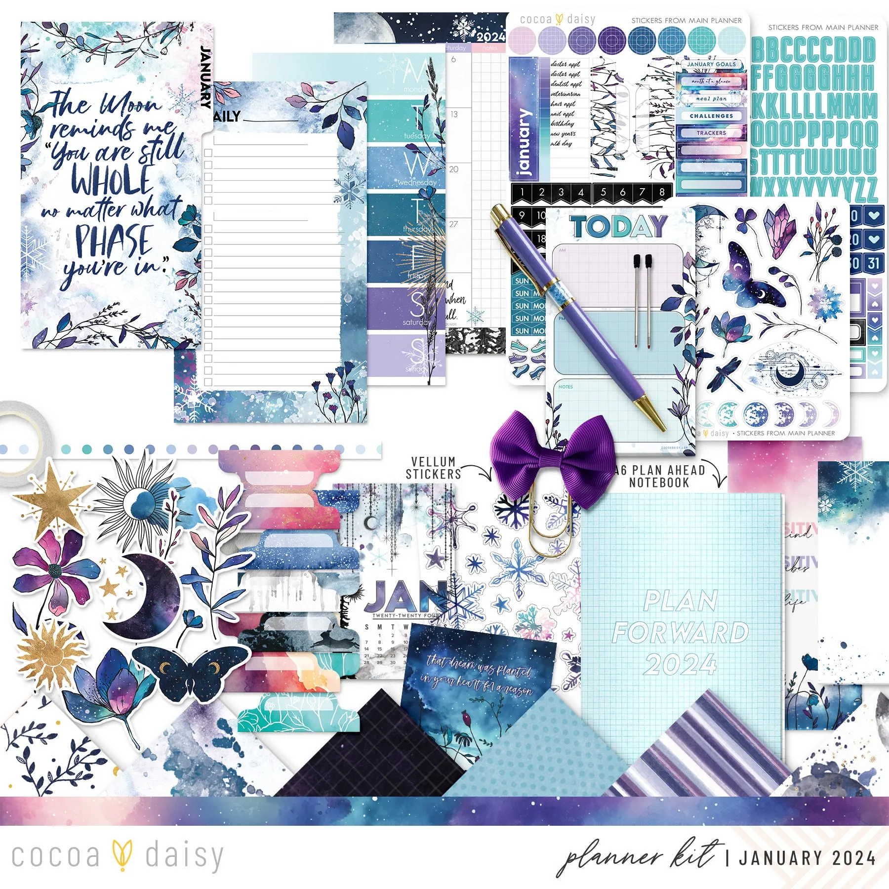 Silent Moon Planner Kit - Choose your insert January 2024