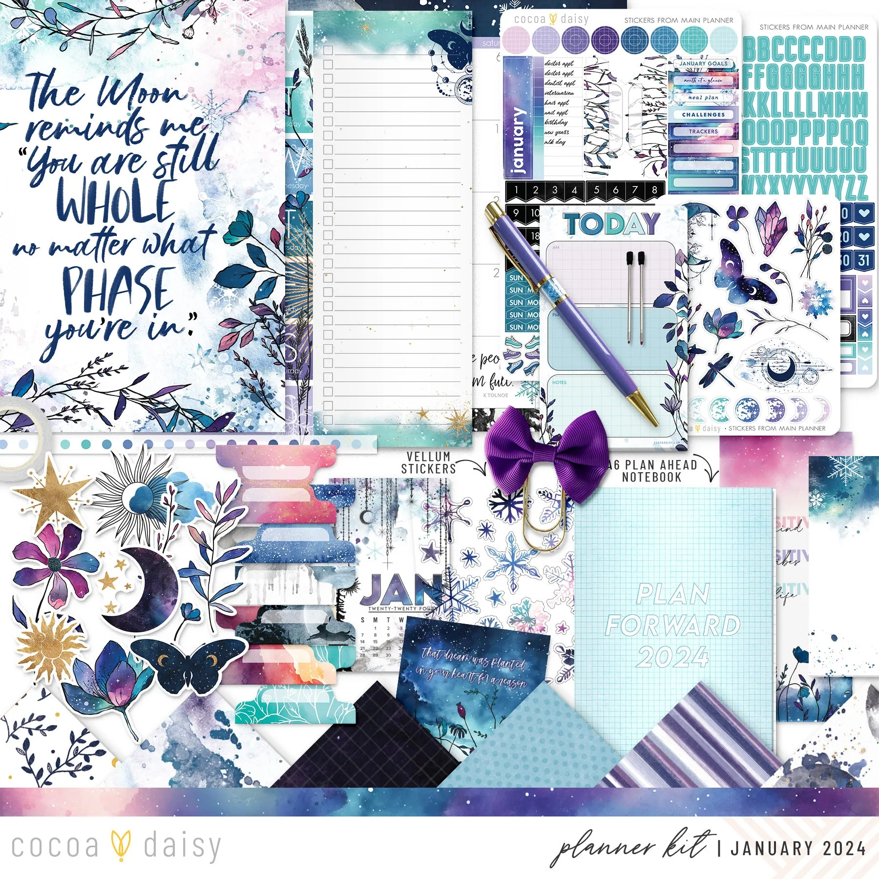 Silent Moon Planner Kit - Choose your insert January 2024