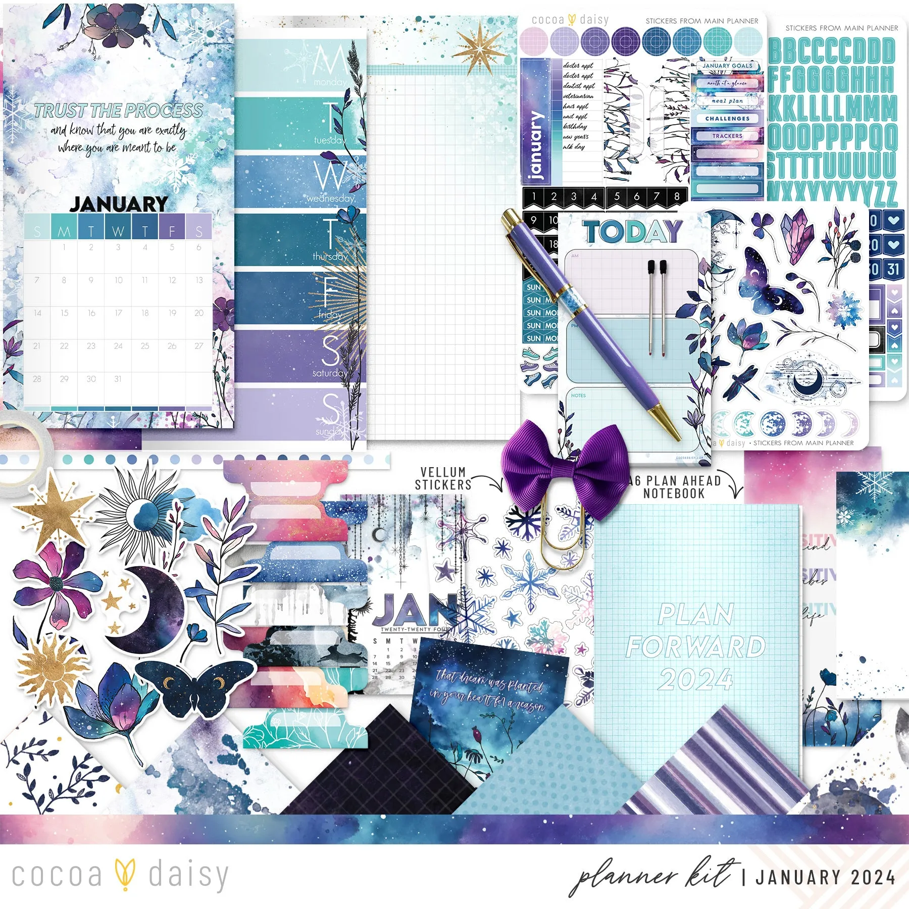 Silent Moon Planner Kit - Choose your insert January 2024