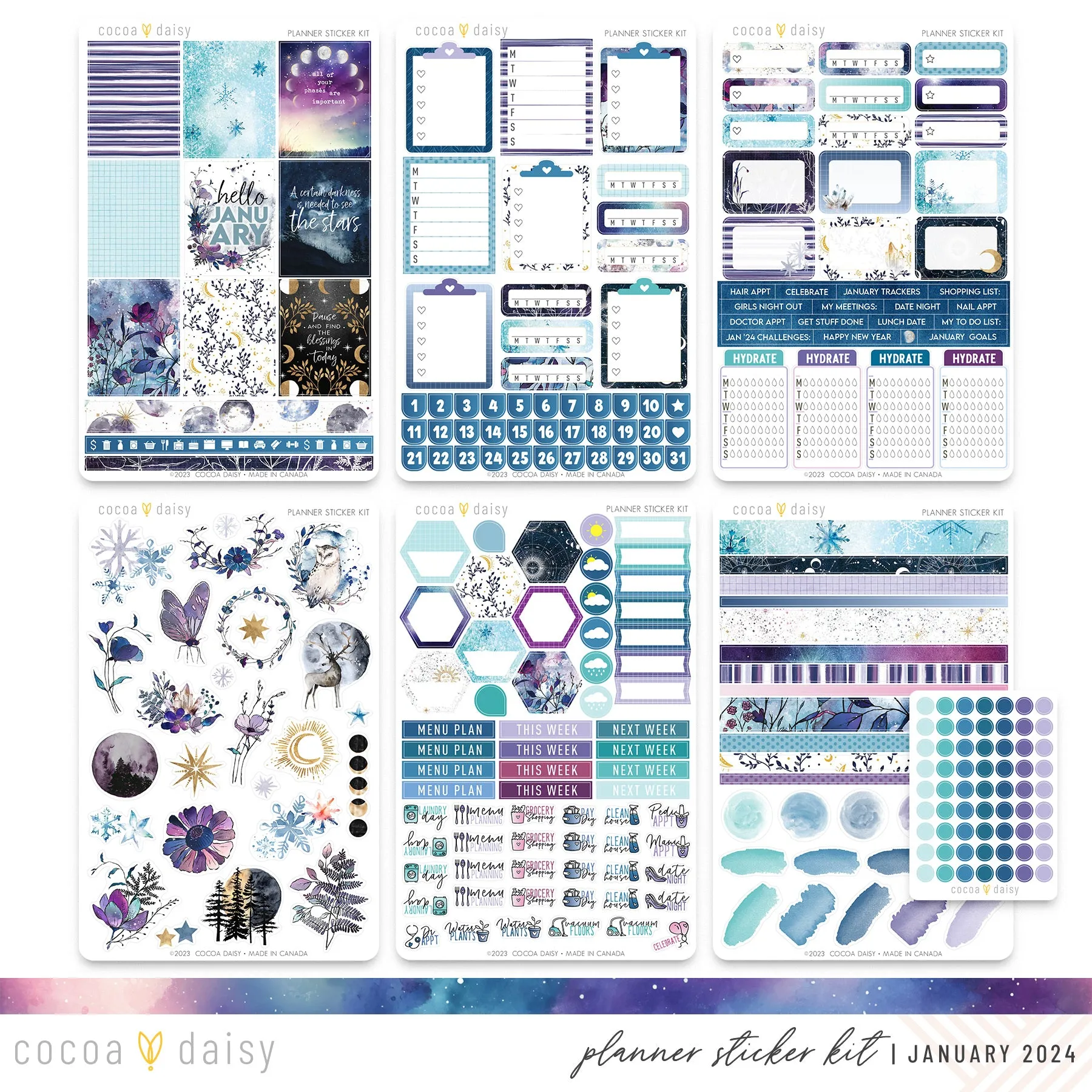 Silent Moon Planner Sticker Kit January 2024