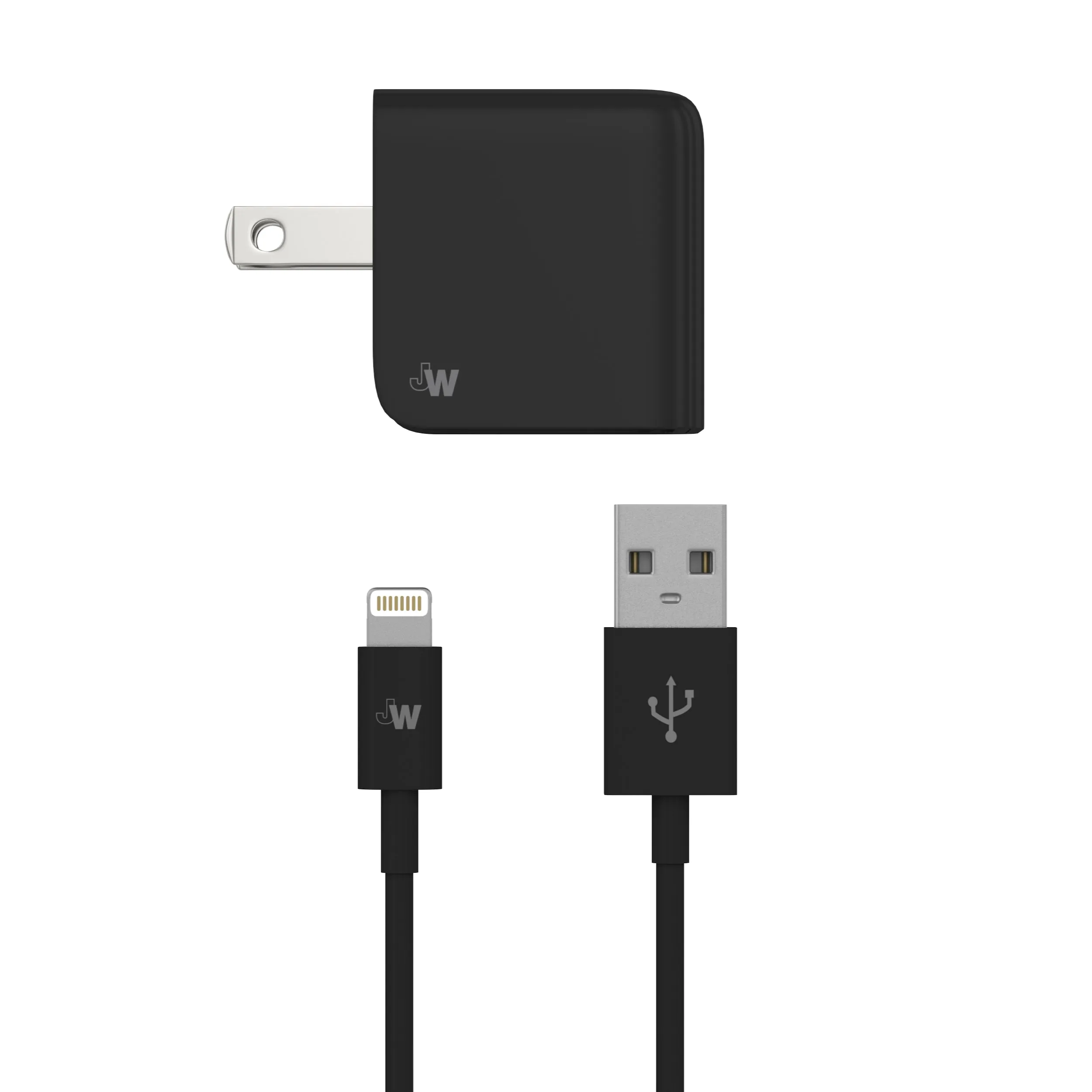 Single USB Wall Charger with 5ft Lightning Cable - Black