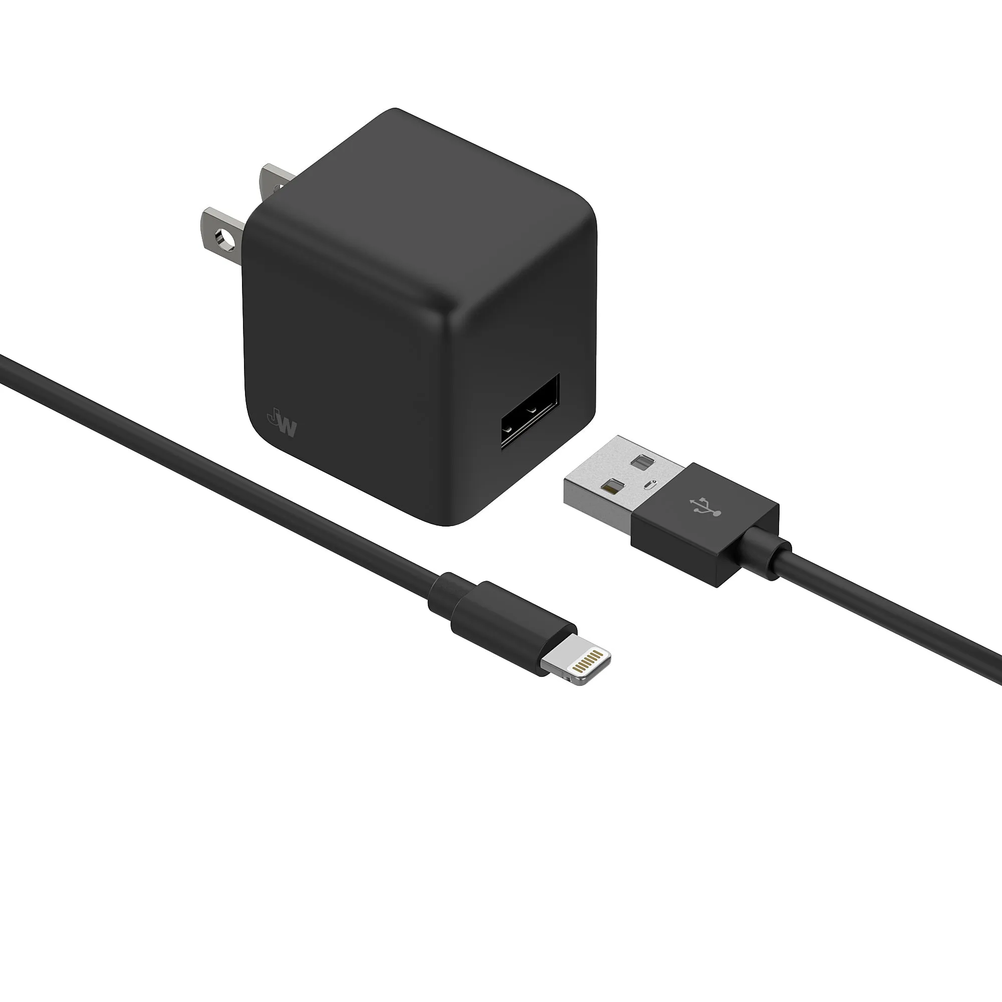 Single USB Wall Charger with 5ft Lightning Cable - Black