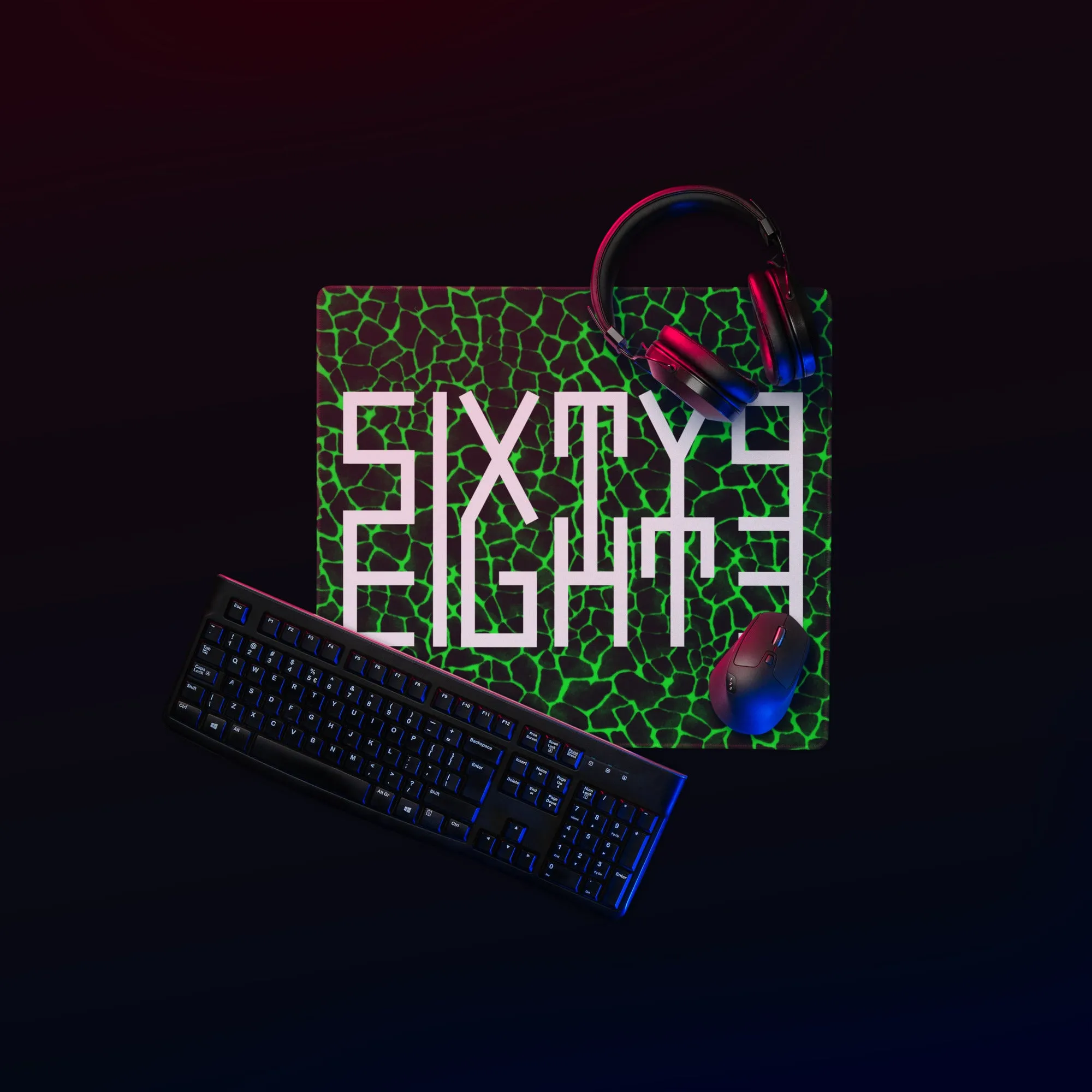 Sixty Eight 93 Logo White Boa Lime Green Gaming Mouse Pad