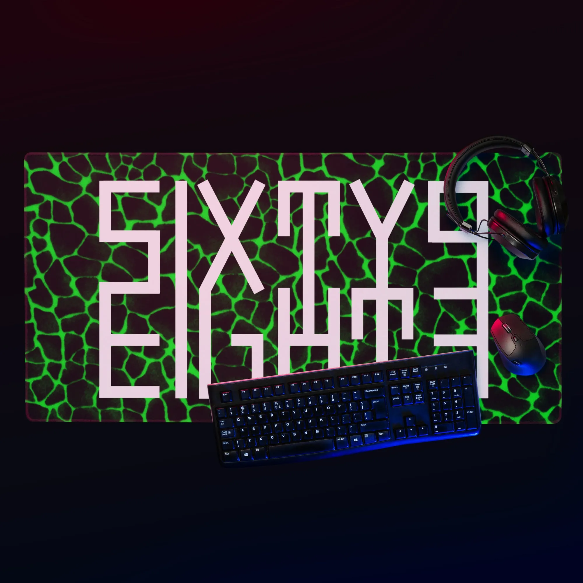 Sixty Eight 93 Logo White Boa Lime Green Gaming Mouse Pad