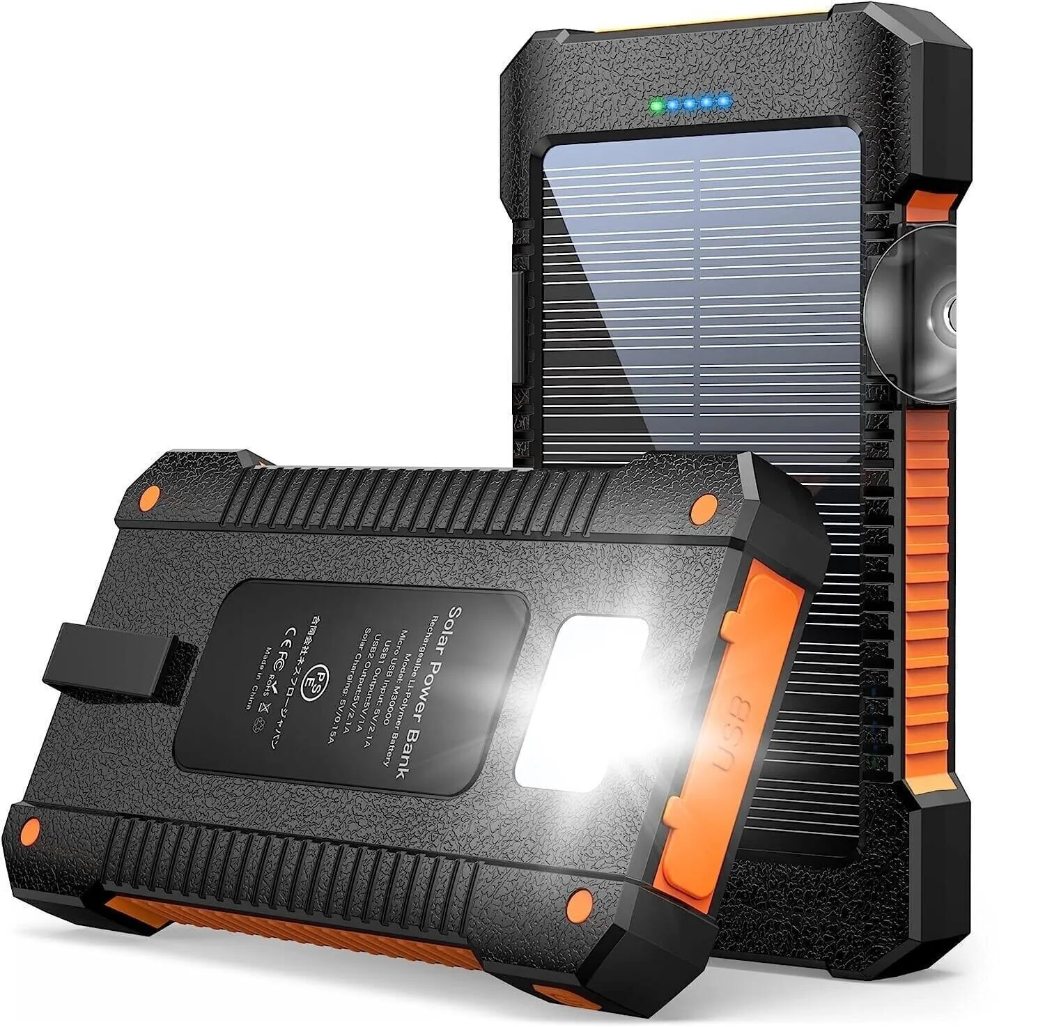 SMAXPro™ Portable Solar Power Bank: 30,000mAH, 2 USB Ports, Waterproof Cell Phone Charger