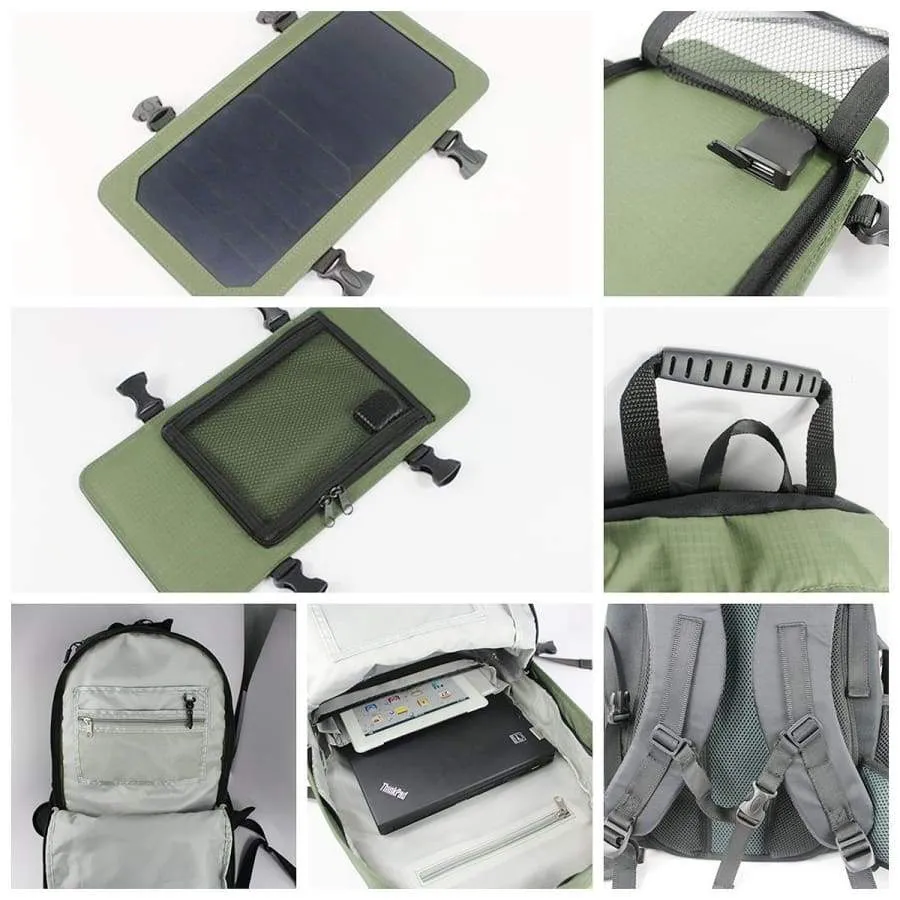 Solar Backpack 45L with Power Bank 6.5W color Olive Green