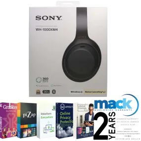 Sony WH-1000XM4 Wireless Headphones with Mack 2yr Worldwide Diamond Warranty   Lifestyle Essentials Software Bundle