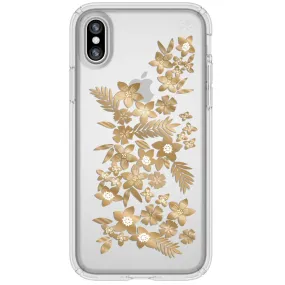 Speck Presidio Clear   Print Floral Metallic Gold iPhone X Case - 103136-6677