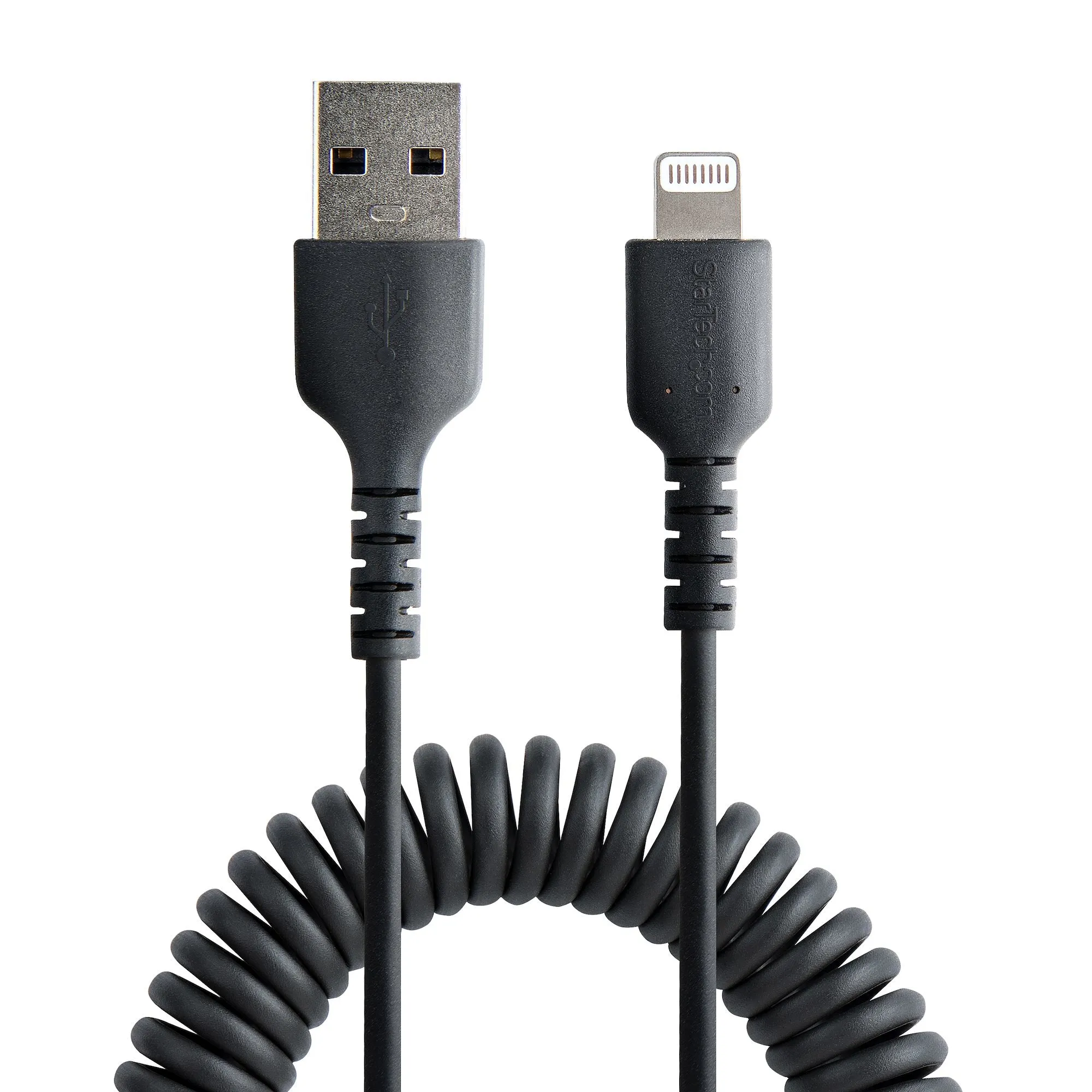 Startech.Com 1M (3Ft) Usb To Lightning Cable, Mfi Certified, Coiled Iphone Charger Cable, Black, Durable And Flexible Tp