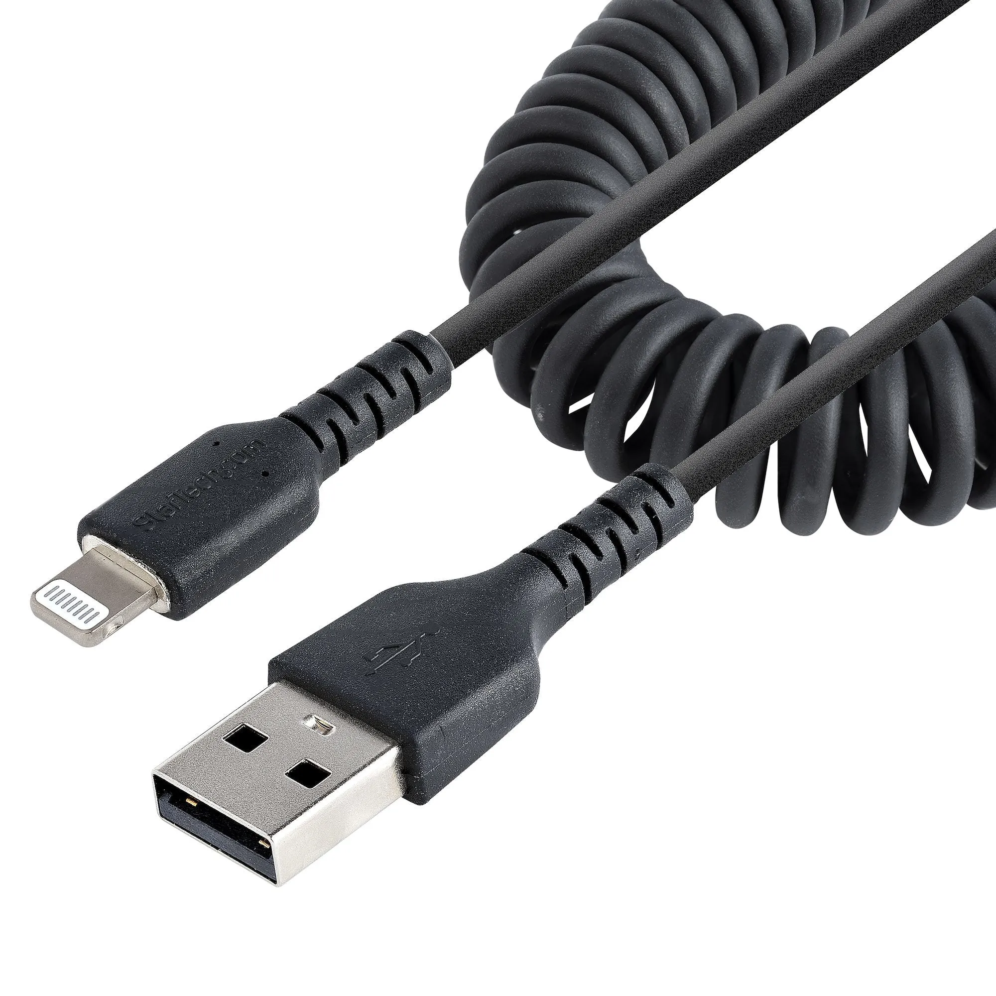 Startech.Com 1M (3Ft) Usb To Lightning Cable, Mfi Certified, Coiled Iphone Charger Cable, Black, Durable And Flexible Tp