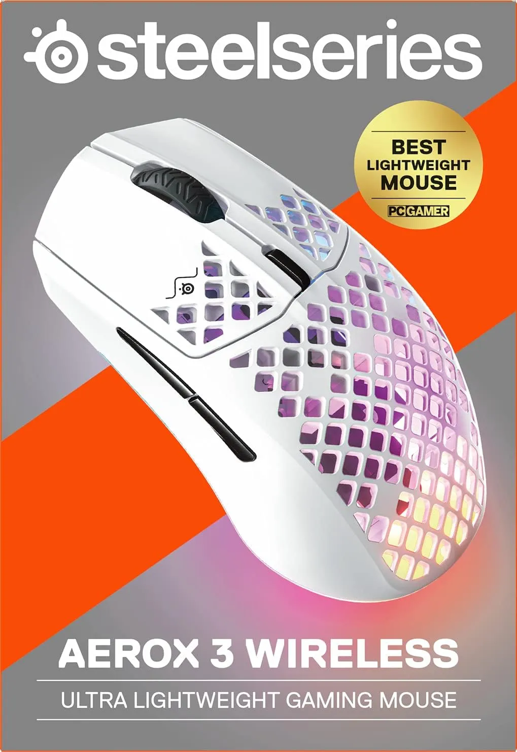 SteelSeries Aerox 3 Wireless RGB Gaming Mouse - Ultra-lightweight, Water-Resistant, 18K DPI Sensor - Snow