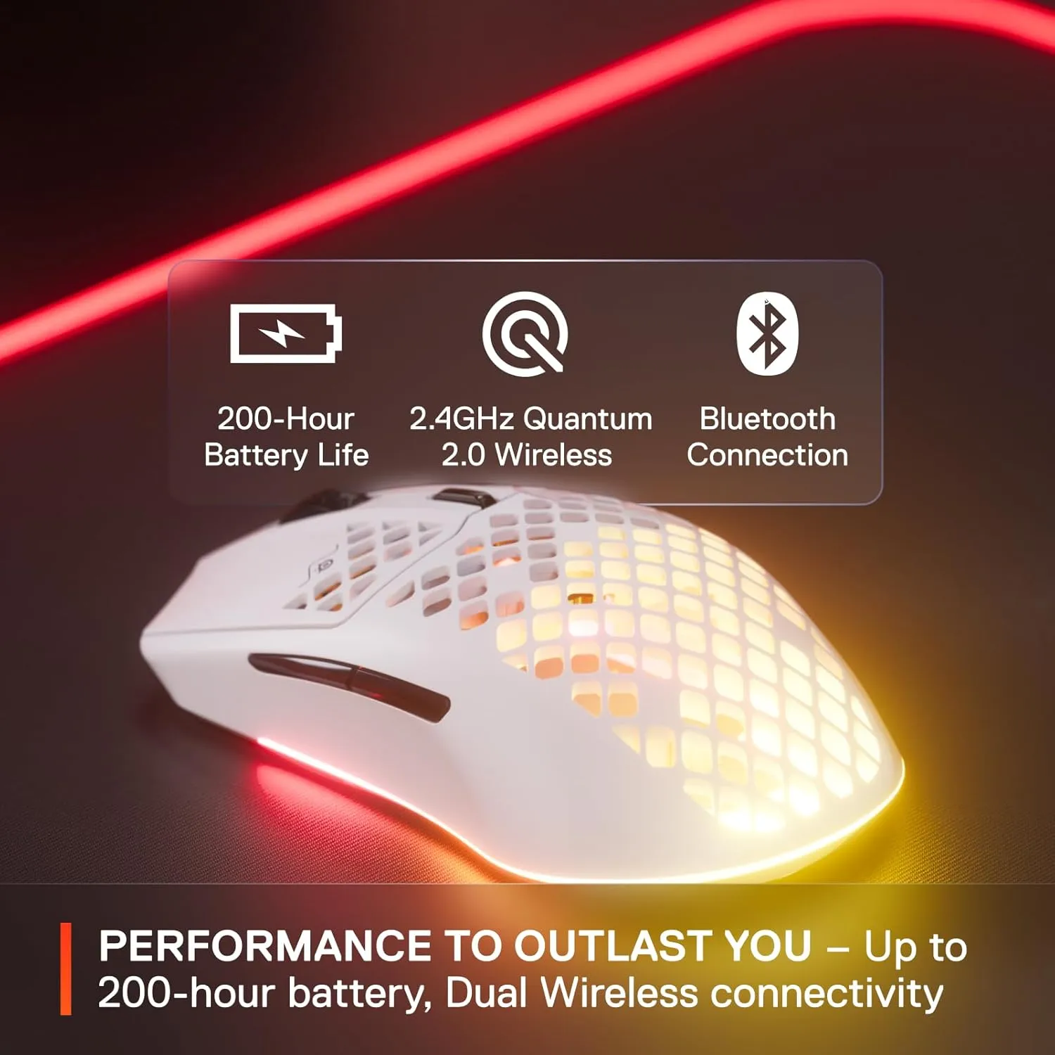 SteelSeries Aerox 3 Wireless RGB Gaming Mouse - Ultra-lightweight, Water-Resistant, 18K DPI Sensor - Snow