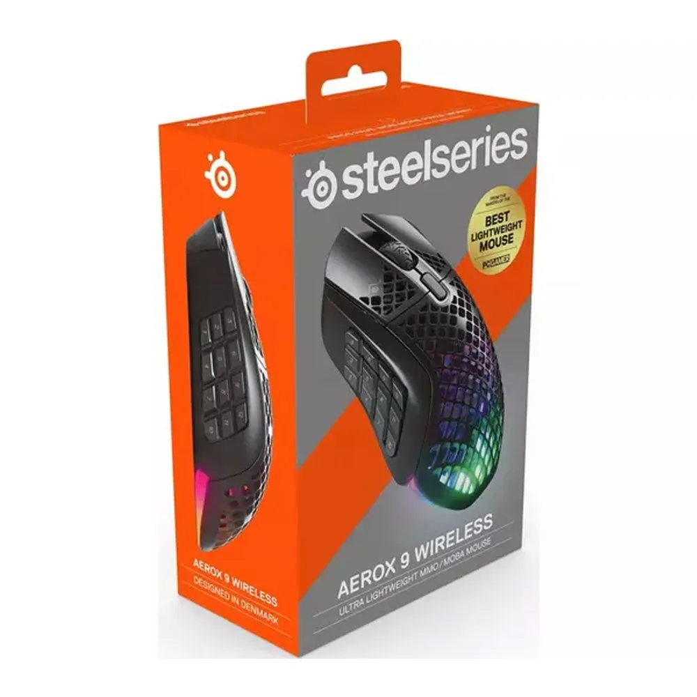 SteelSeries Aerox 9 Wireless RGB Ultra Lightweight MOBA 18 Programmable Buttons Gaming Mouse (62618)