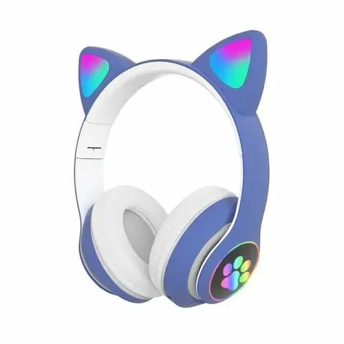 STN-28 Over Ear Music Headset Glowing Cat Ear Headphones Foldable