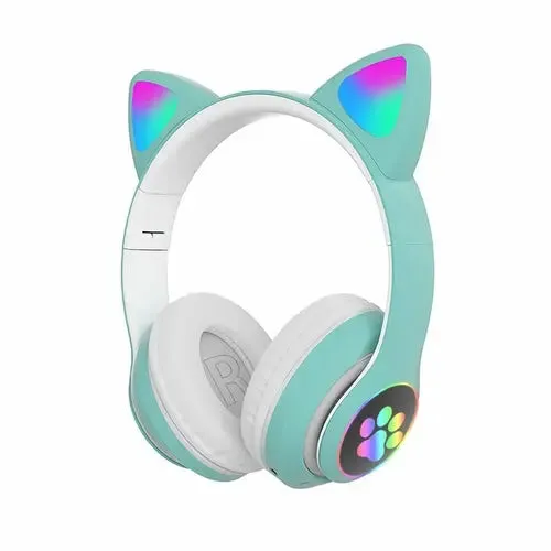 STN-28 Over Ear Music Headset Glowing Cat Ear Headphones Foldable