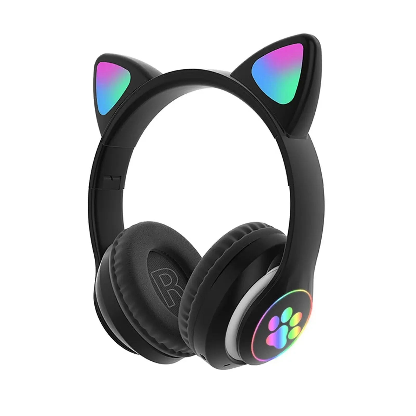 STN-28 Over Ear Music Headset Glowing Cat Ear Headphones Foldable