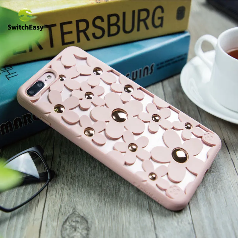 SwitchEasy Fleur 3D Flowers Protective TPU Case w/ Native Touch Buttons for Apple iPhone