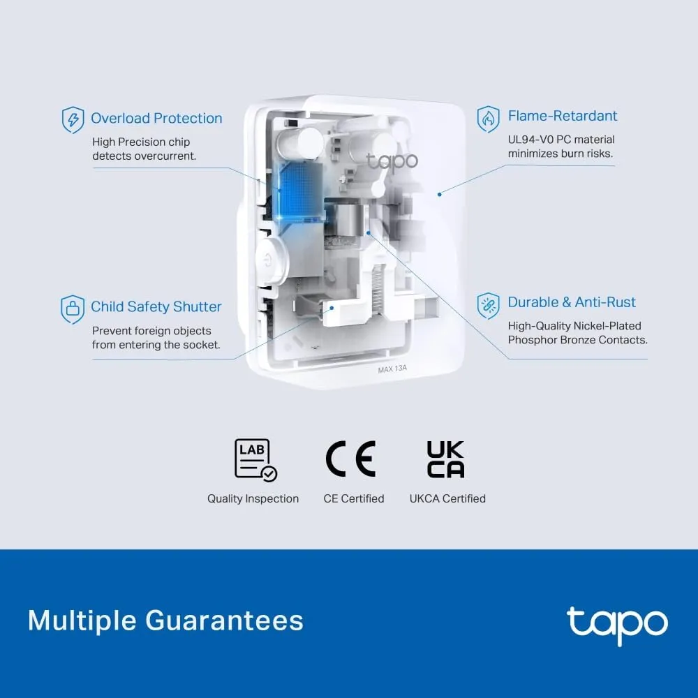 Tapo Mini Wi-Fi Smart Plug | Matter Certified, Energy Monitoring, Alexa, Google & Apple Home Compatible | Schedule & Timer, Voice Control (Tapo P110MA)