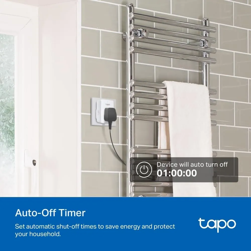 Tapo Mini Wi-Fi Smart Plug | Matter Certified, Energy Monitoring, Alexa, Google & Apple Home Compatible | Schedule & Timer, Voice Control (Tapo P110MA)