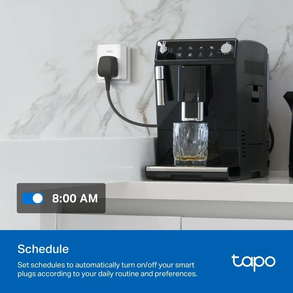 Tapo Mini Wi-Fi Smart Plug | Matter Certified, Energy Monitoring, Alexa, Google & Apple Home Compatible | Schedule & Timer, Voice Control (Tapo P110MA)