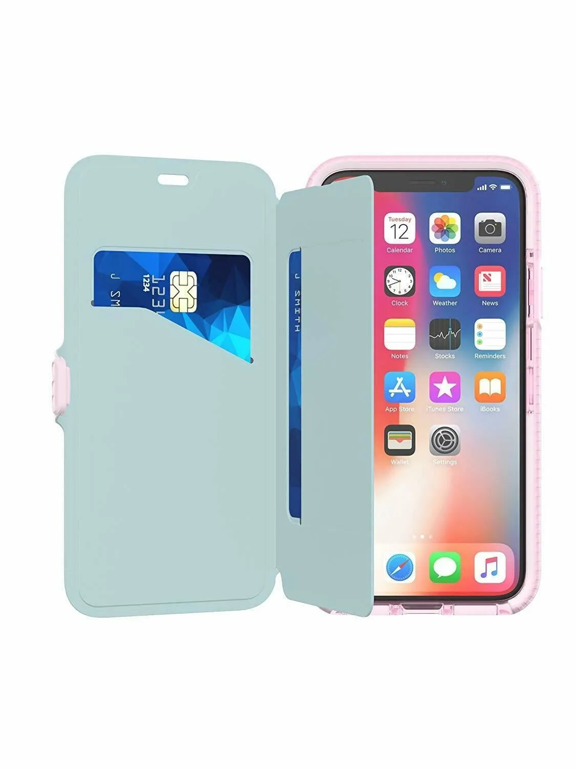 Tech 21 Evo Wallet Flip Case Cover for iPhone X XS Pink T21-5861