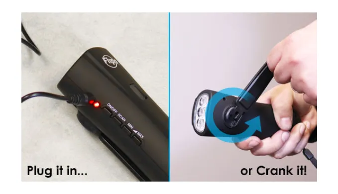 The Best Dynamo Hand-Crank Flashlight With Emergency Radio & Power Bank - Ships Next Day!