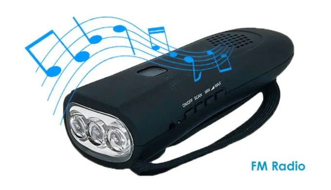 The Best Dynamo Hand-Crank Flashlight With Emergency Radio & Power Bank - Ships Next Day!