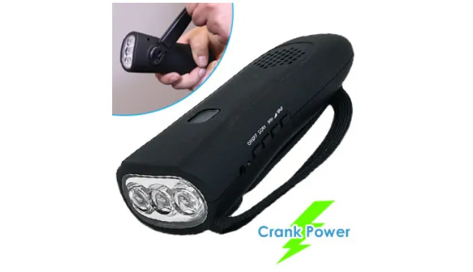 The Best Dynamo Hand-Crank Flashlight With Emergency Radio & Power Bank - Ships Next Day!