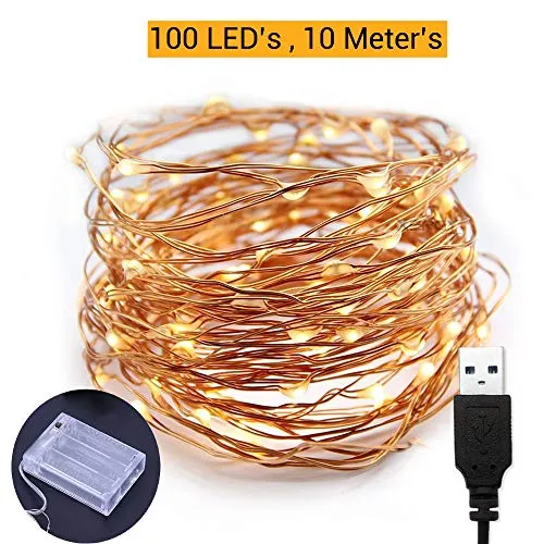 TIED RIBBONS 10 Meter 100 LED Decorative Fairy String Lights - USB and Battery Operated - for Home Decoration (Multicolour)