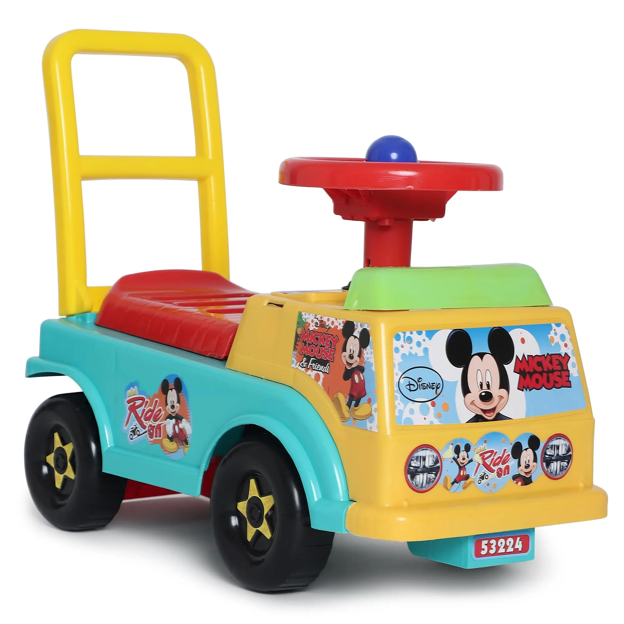 Toyzone Mickey Mouse Mini Ride On-53224 | Baby Car | Kids Car | Toy Car| Push Car| Storage and Backrest | Swing Car| Ride on Car with Music & Horn