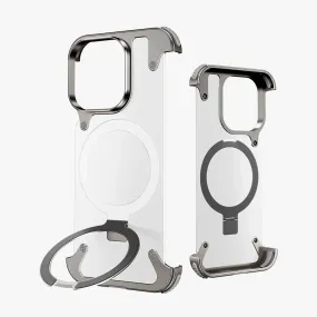 Transparent Frameless Armoured Case with Kickstand - Gray