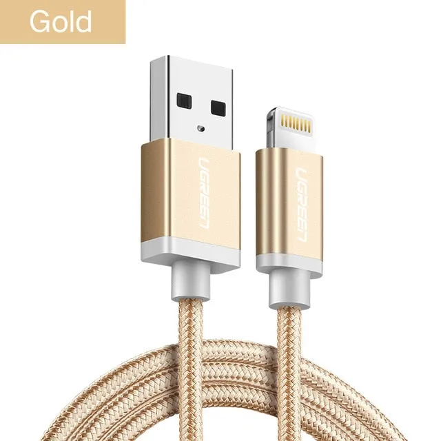 Ugreen MFi USB Cable for iPhone Xs Max 7 Plus 2.4A Fast Charging Lightning Cable for iPhone 6 USB Data Cable Phone Charger Cable