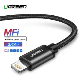 Ugreen MFi USB Cable for iPhone Xs Max 7 Plus 2.4A Fast Charging Lightning Cable for iPhone 6 USB Data Cable Phone Charger Cable