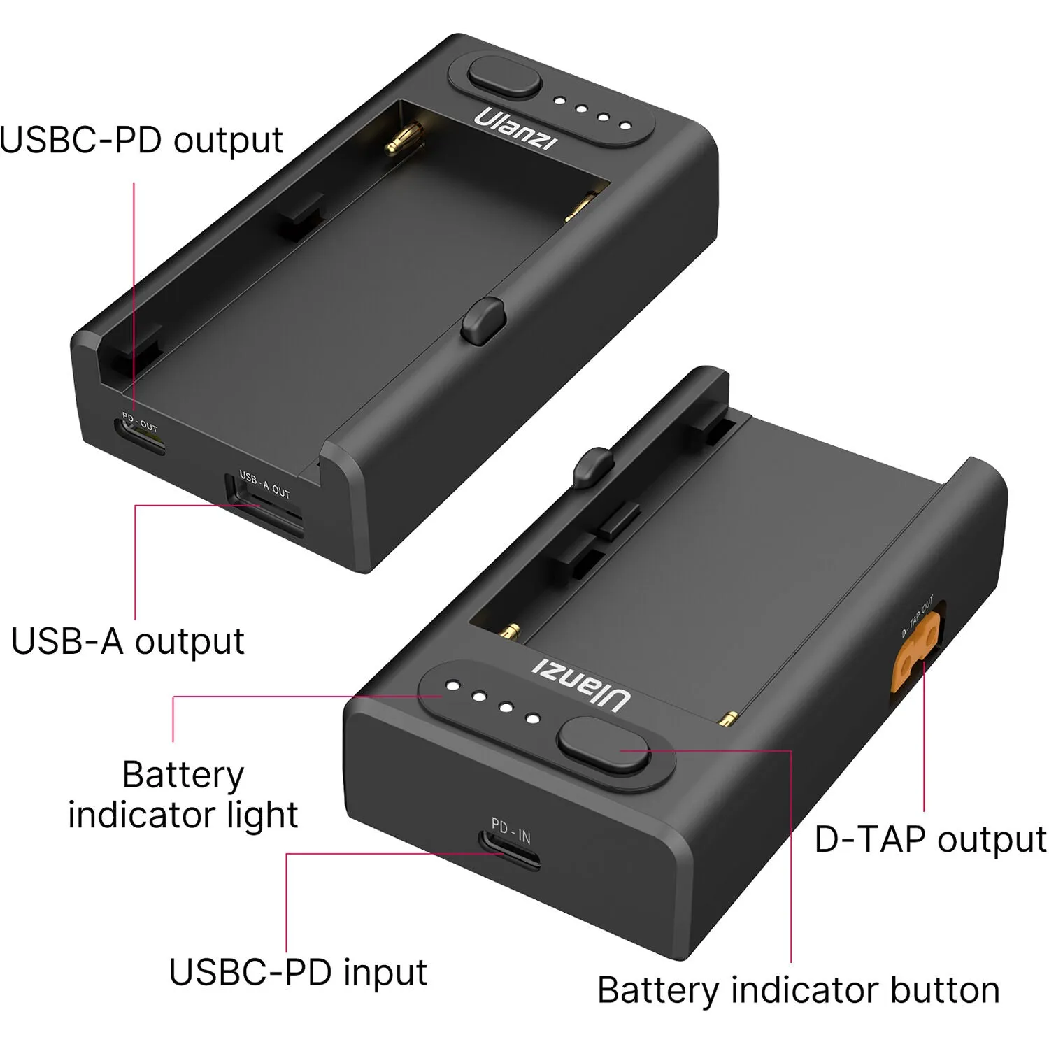 Ulanzi NP-F01 Multifunctional Camera Battery Charger 22W PD Fast Charging with Overcharge Protection for Sony NP-F Series F550 F750 F970