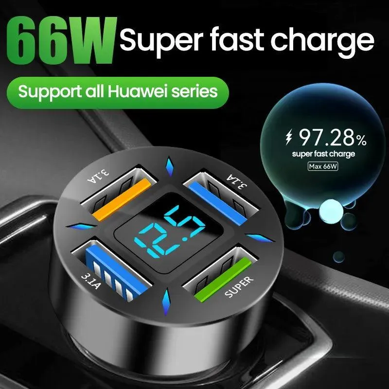 Ultimate Fast Charging Car Charger with 4 USB Ports - On-the-Go Solution