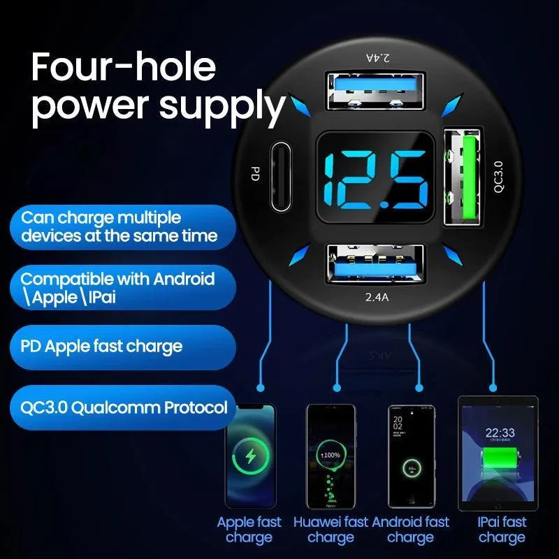 Ultimate Fast Charging Car Charger with 4 USB Ports - On-the-Go Solution