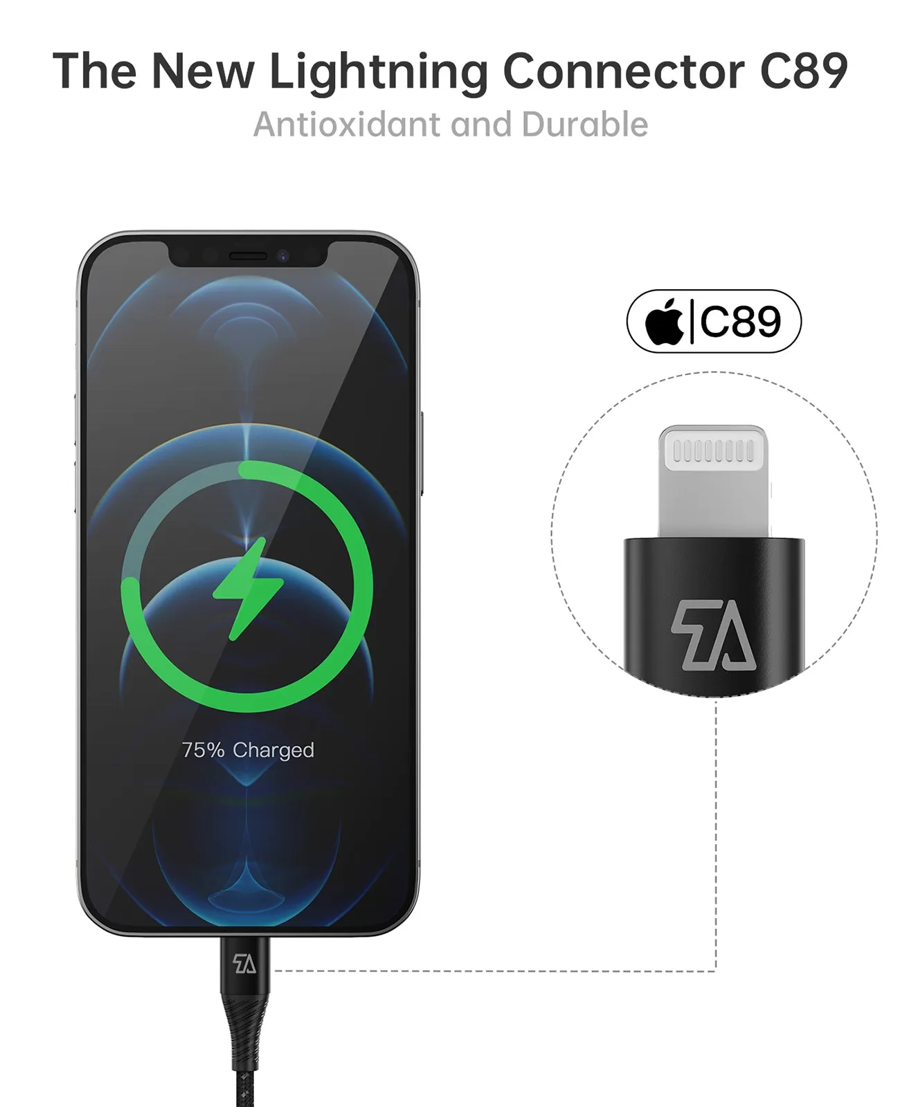 USB A to Lightning Cable, 6FT/1.8M