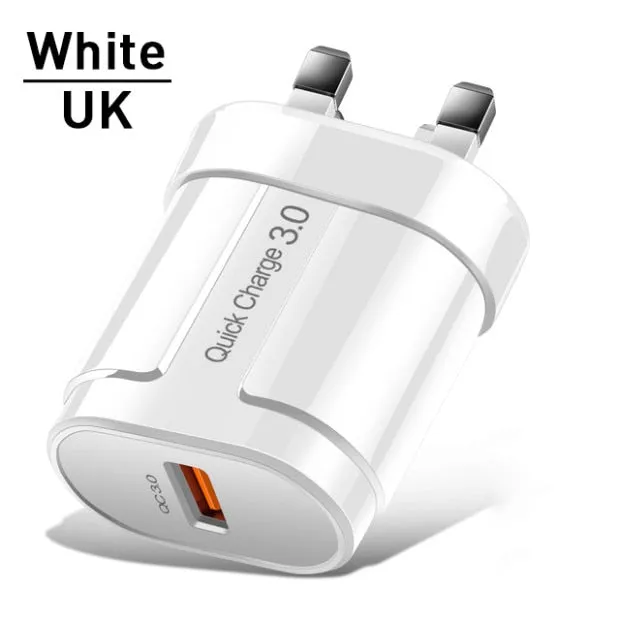 USLION Quick Charge QC 3.0 USB US EU Charger Universal Mobile Phone Charger Wall Fast Charging Adapter For iPhone Samsung Xiaomi