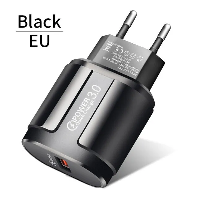 USLION Quick Charge QC 3.0 USB US EU Charger Universal Mobile Phone Charger Wall Fast Charging Adapter For iPhone Samsung Xiaomi