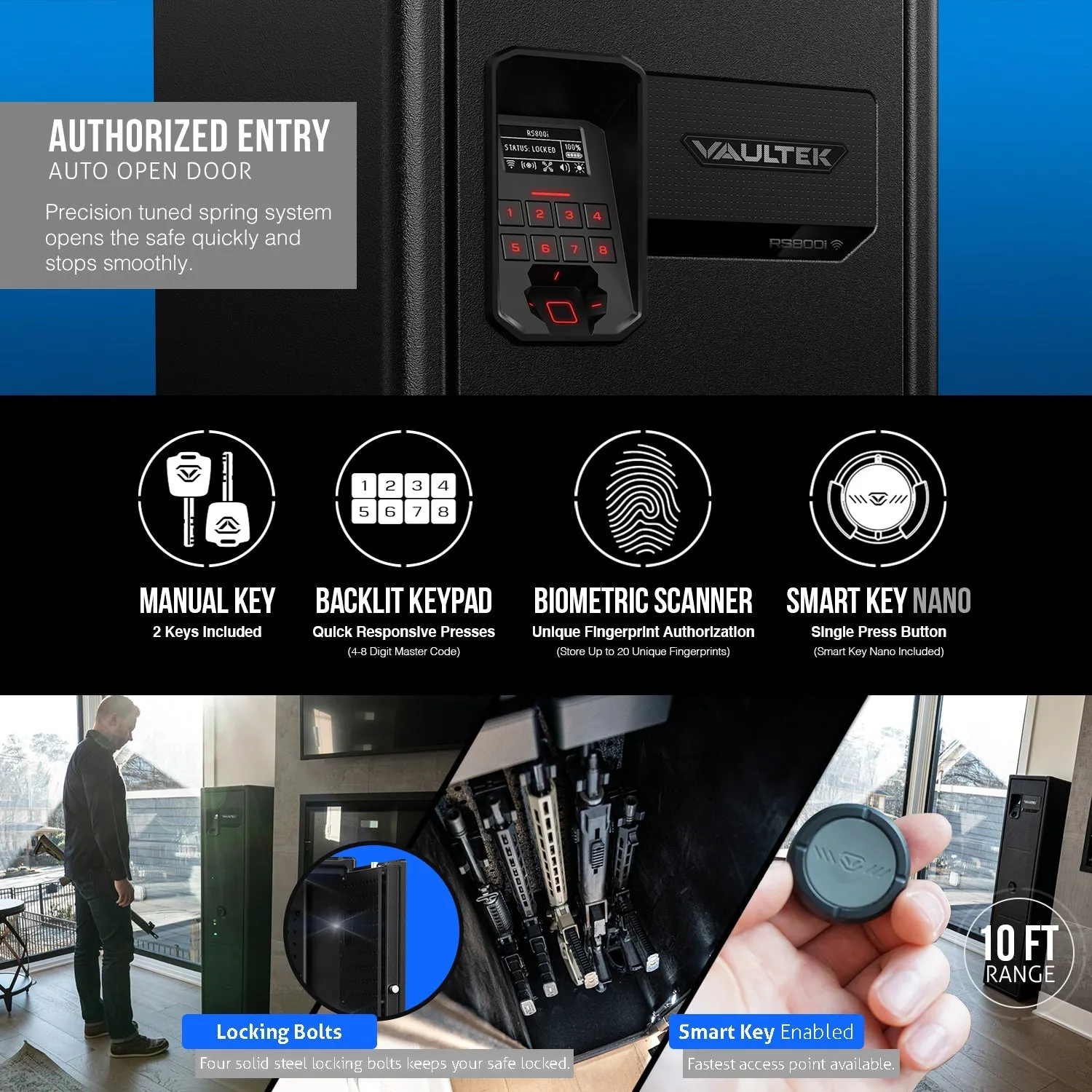 Vaultek RS800i-BK-SE Plus Edition Rugged Wi-Fi Biometric Smart Rifle Safe with Maxed Out Accessory Kit