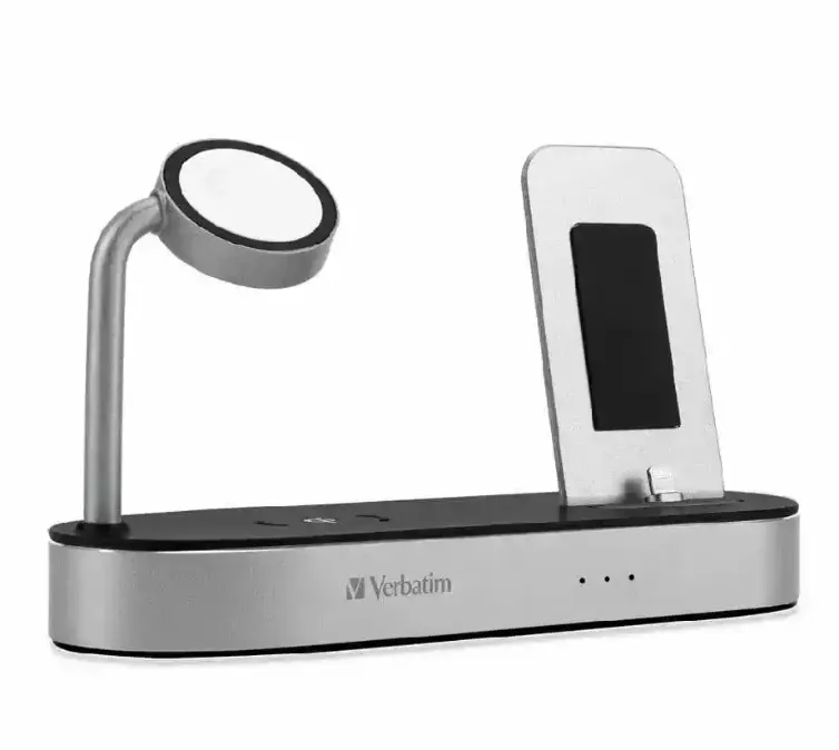 VERBATIM 4-in-1 Apple Watch & Smartphone Wireless Charging Dock - Grey