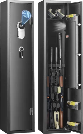 Vevor Gun Safe 5 Rifle Security Cabinet with Fingerprint Lock and Removable Shelf New