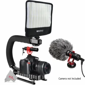 Vivitar LED Video 1600LM Dimmable Light Panel with Sports Action Holder   Recording Microphone for Cameras and Camcorders