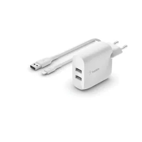 Wall Charger   MFI Certified Lightning Cable Belkin WCD001VF1MWH White 24 W