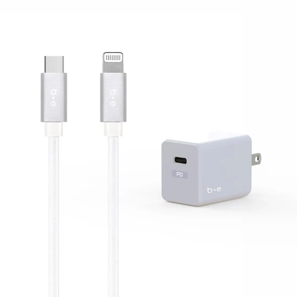 Wall Charger USB-C 20W PD with Lightning Cable 4ft White