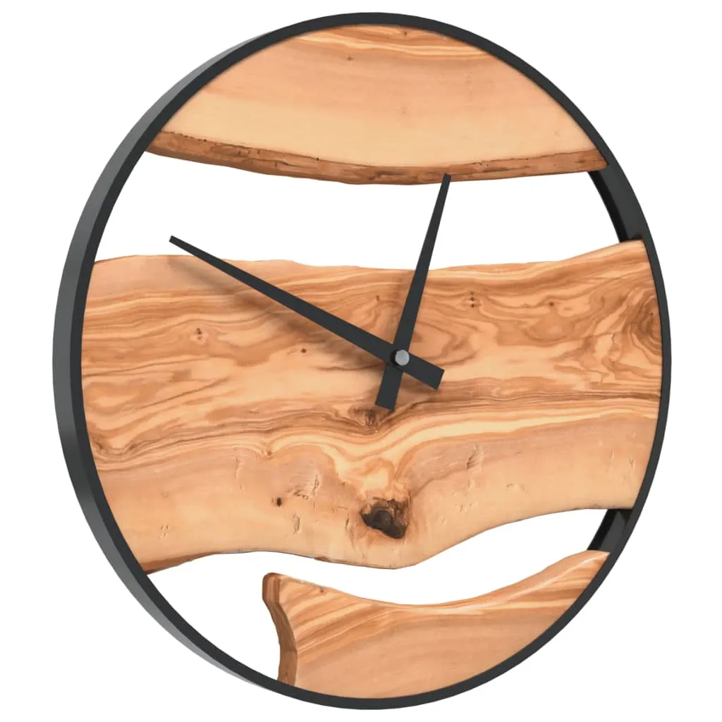 Wall Clock Brown Ø35 cm Iron and Olive Wood