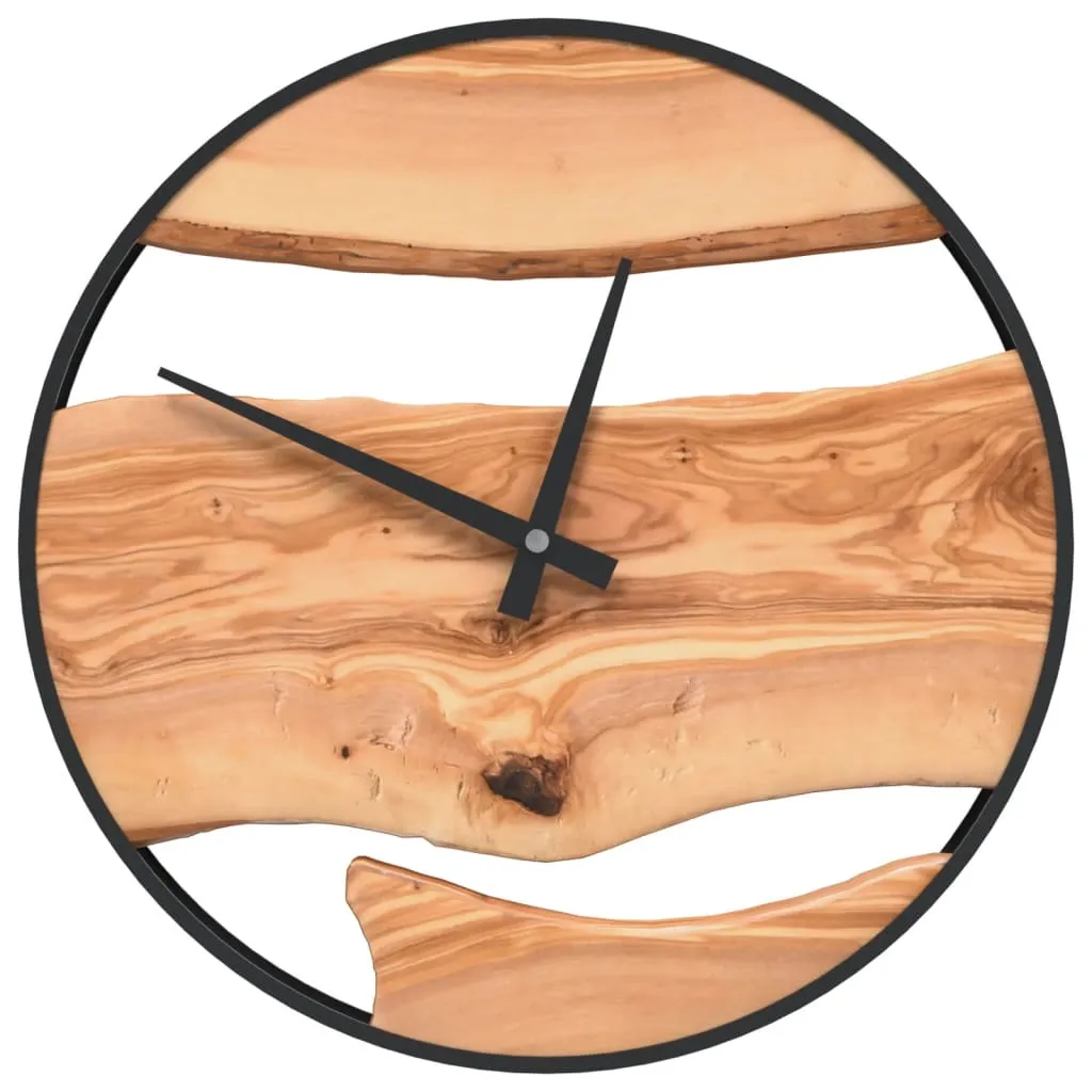 Wall Clock Brown Ø35 cm Iron and Olive Wood