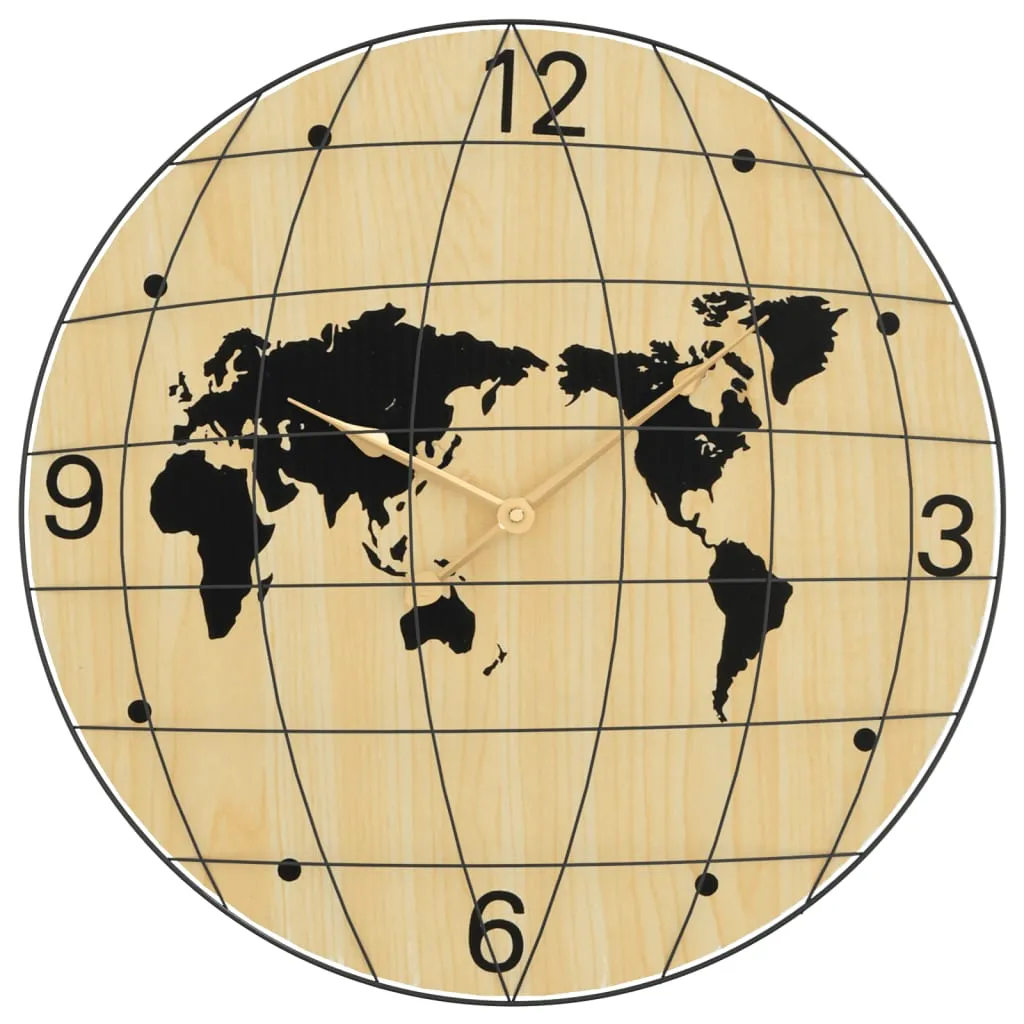 Wall Clock Yellow and Black Ø50 cm Engineered Wood