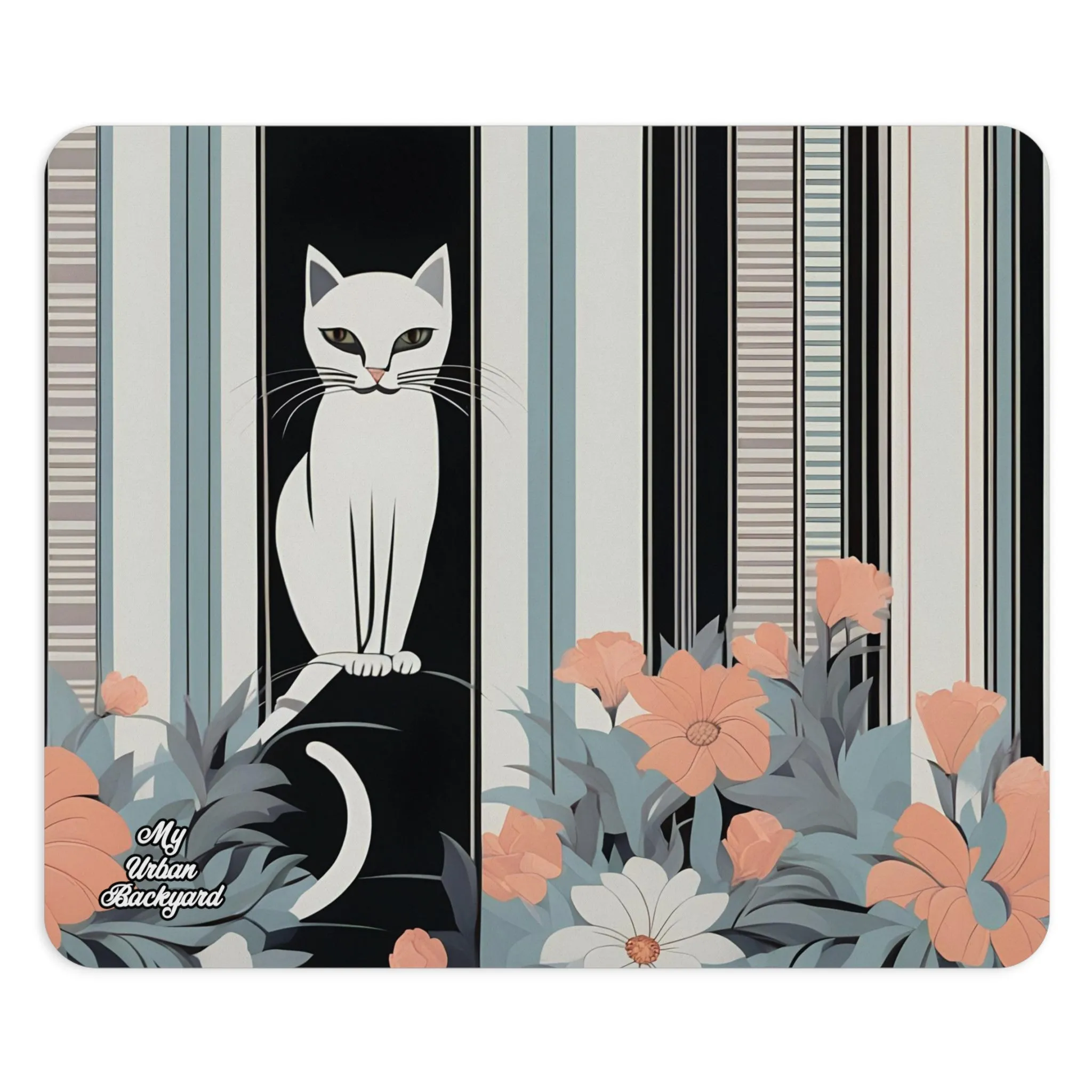 White Cat, Computer Mouse Pad - for Home or Office