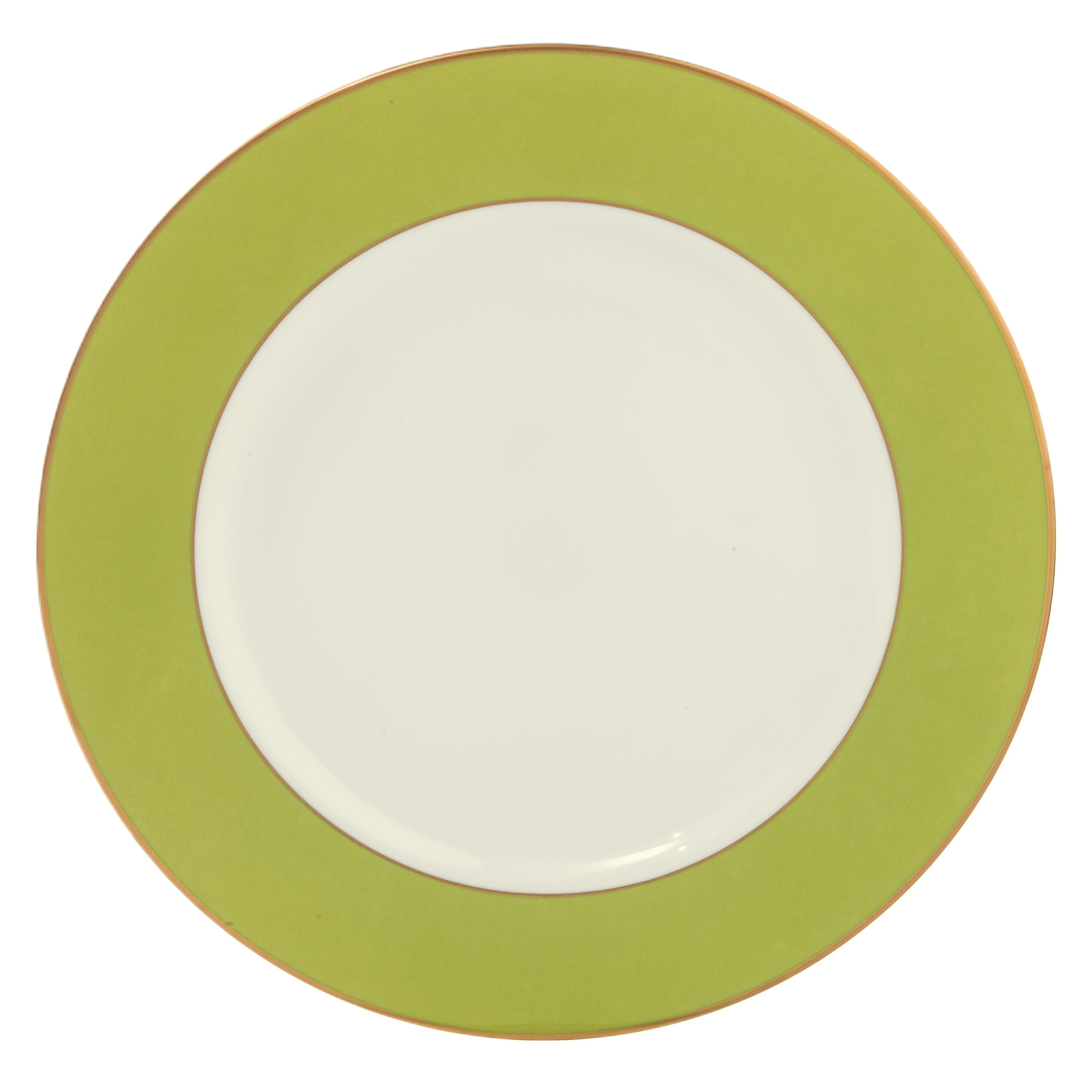 White ColorSheen Apple Green Gold Charger Plate